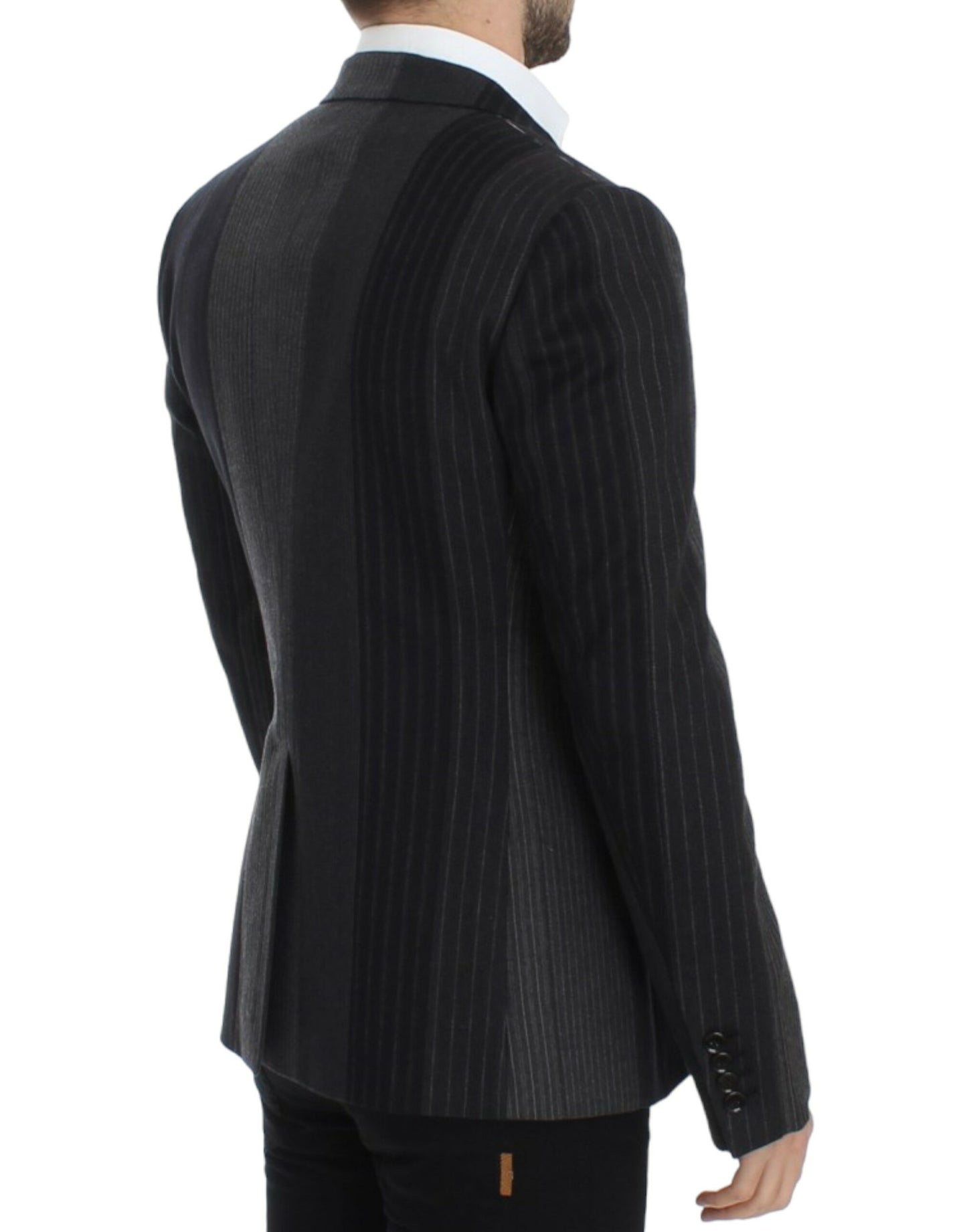 Dolce &amp; Gabbana elegant gråstribet uld slank blazer