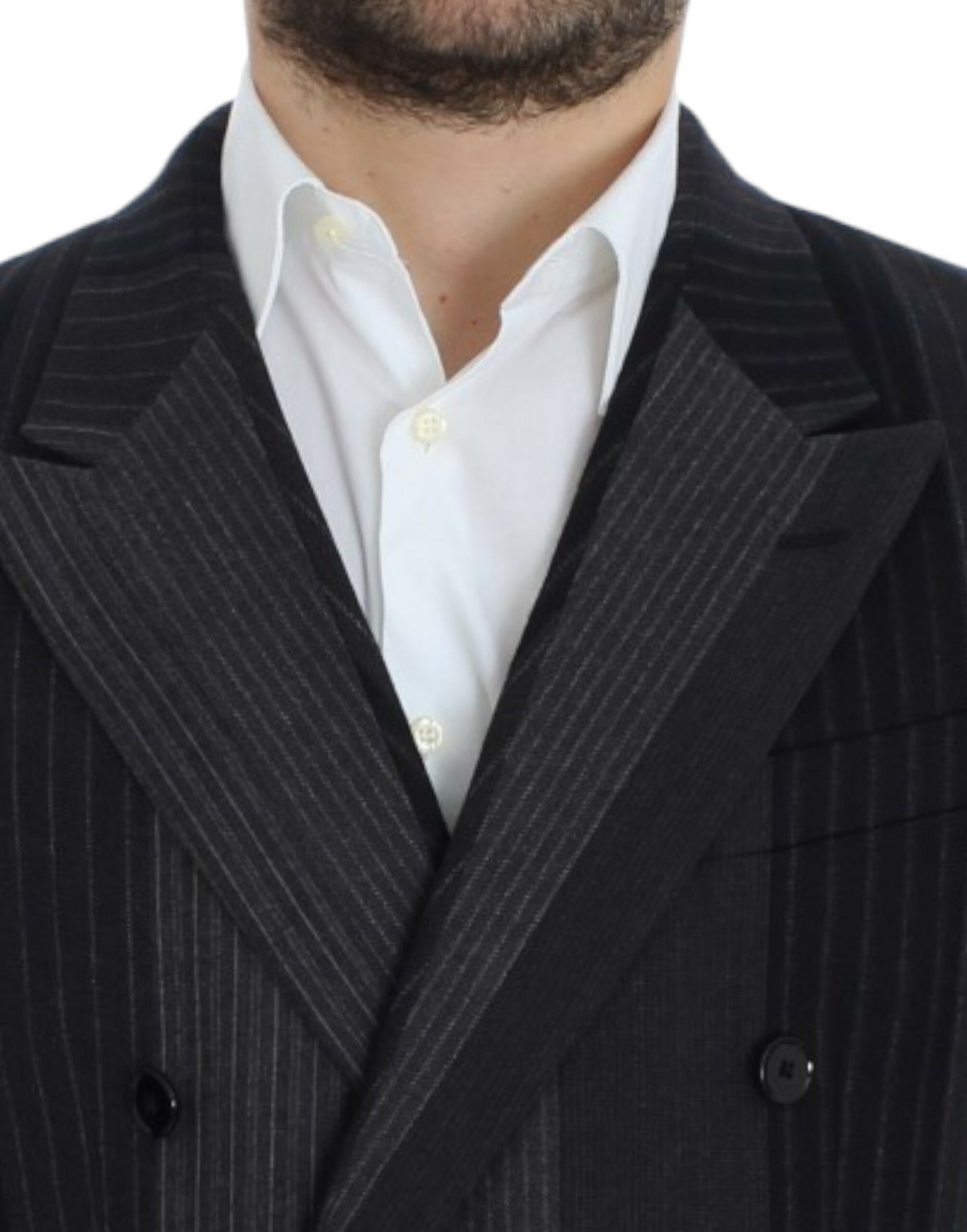 Dolce &amp; Gabbana elegant gråstribet uld slank blazer