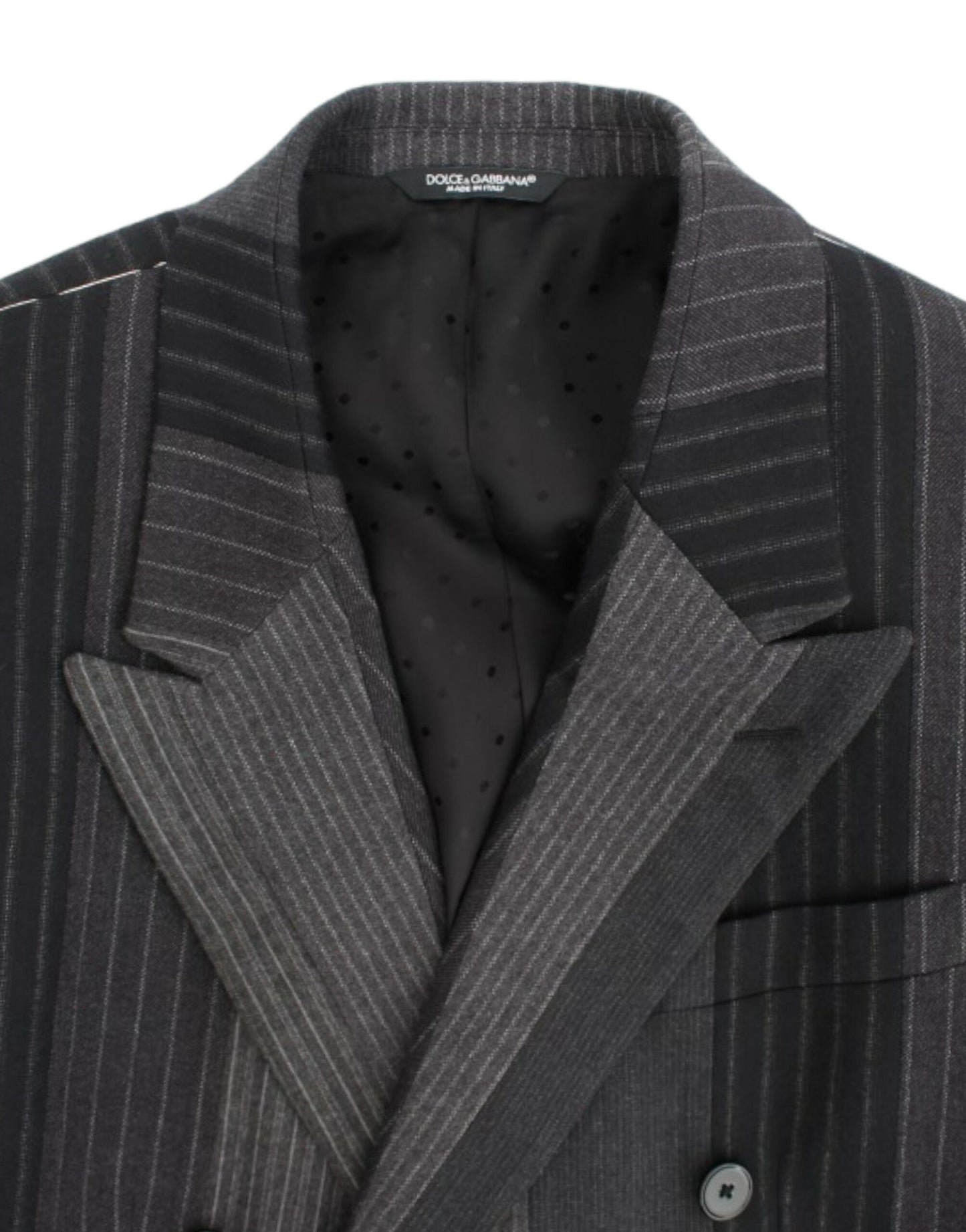 Dolce &amp; Gabbana elegant gråstribet uld slank blazer