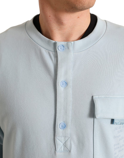Dolce &amp; Gabbana Elegant Lyseblå Bomuldsblanding Rund Hals Sweater