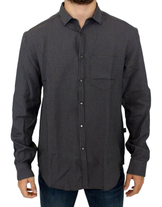 Kostume National Chic Grå Ternet Casual Linen Blend Shirt