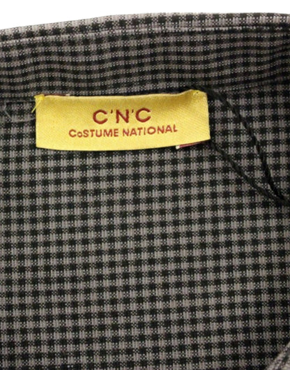 Costume National Chic gråternet casual skjorte i hørblanding