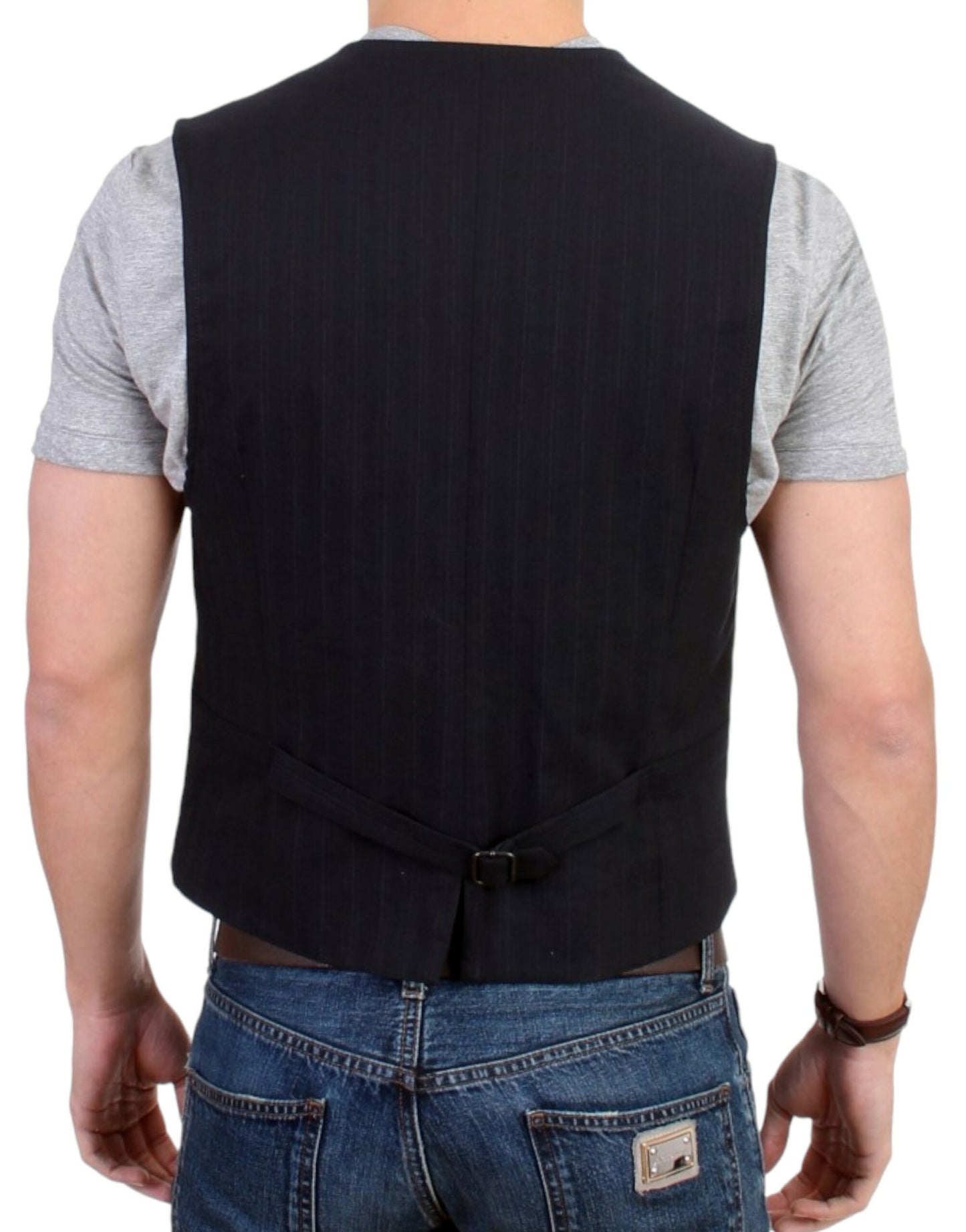 Costume National Elegant Stribet Casual Vest - Bomuldsblanding