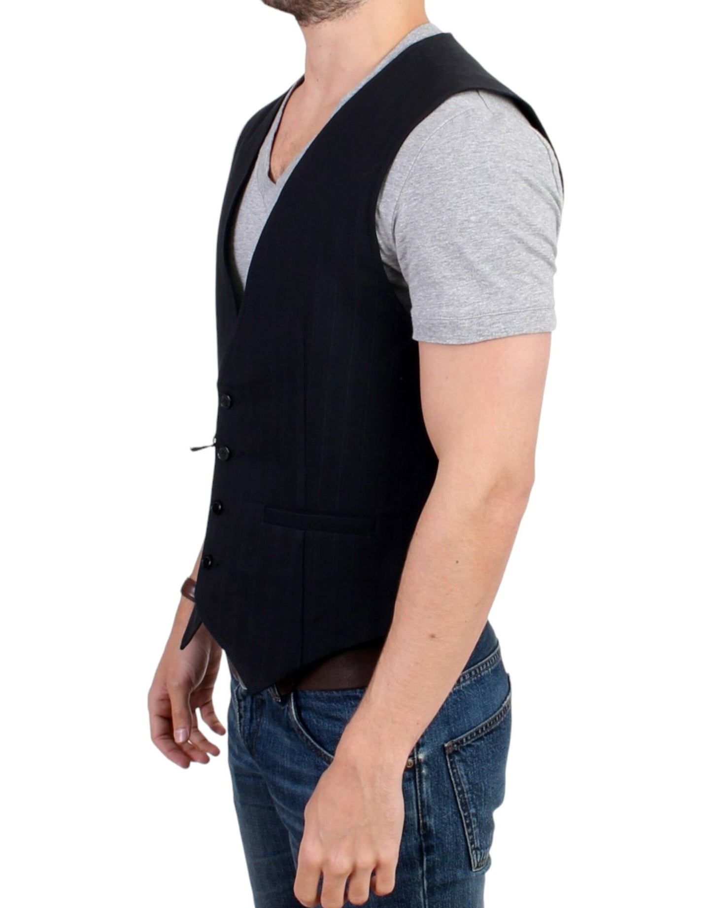 Costume National Elegant Stribet Casual Vest - Bomuldsblanding