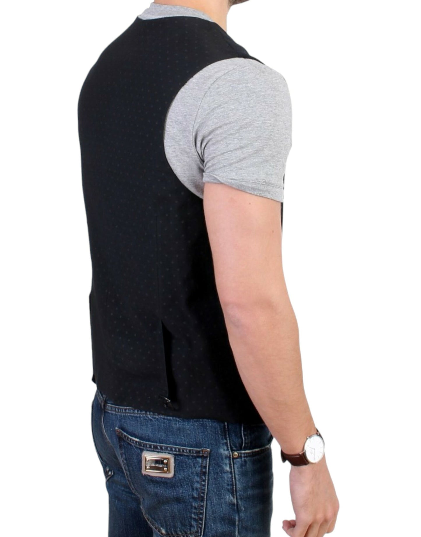 Kostume National Elegant Black Wool Blend Casual Vest