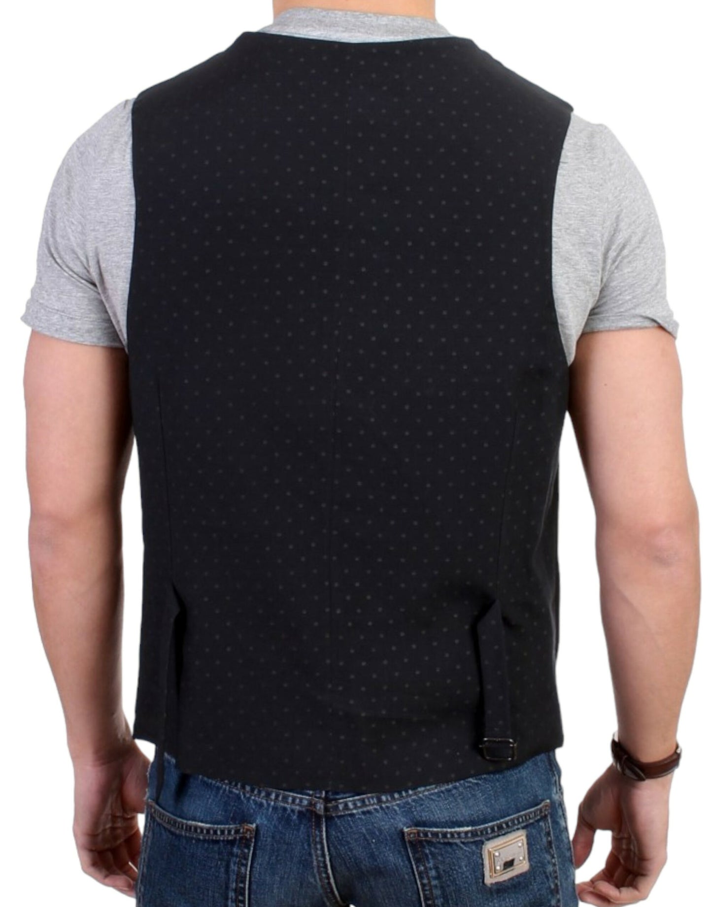 Kostume National Elegant Black Wool Blend Casual Vest