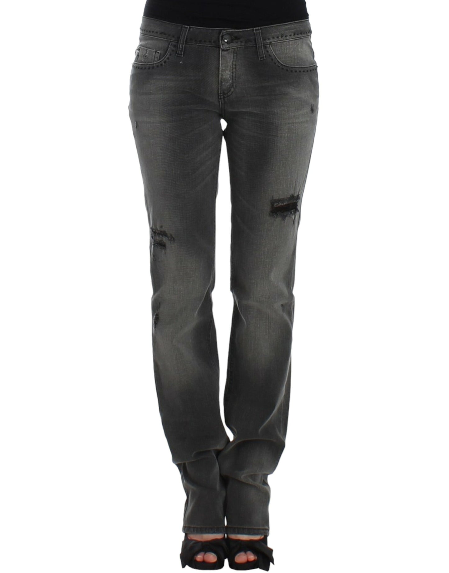 Kostume National Chic Grey Straight Leg Denim Delight