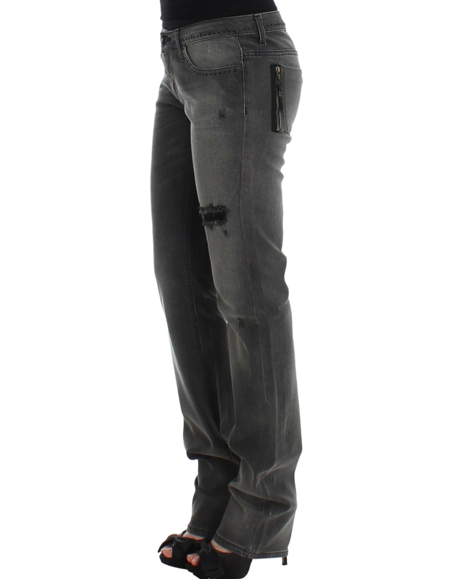 Kostume National Chic Grey Straight Leg Denim Delight