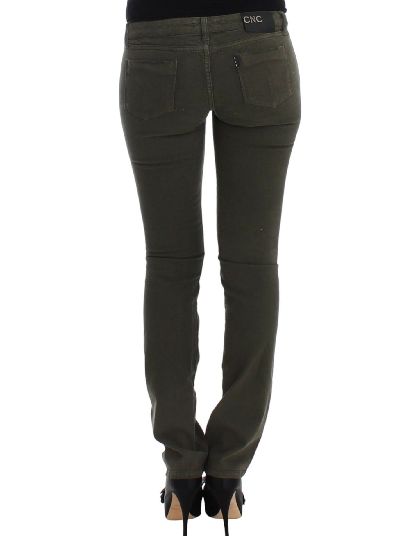 Kostume National Chic Green Slim Leg Designer Jeans