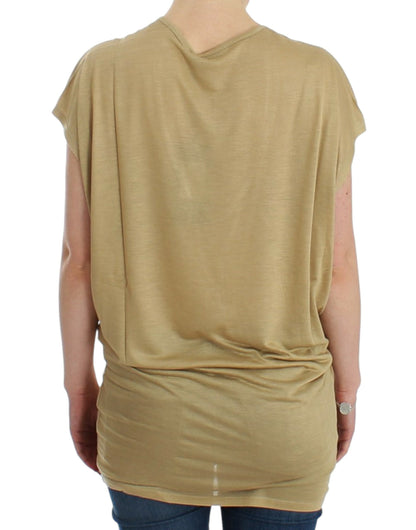 Costume National Chic V-hals tunika top med motivprint