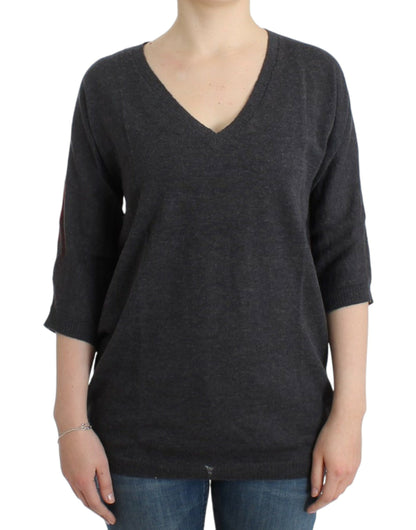 Costume National Chic V-hals Alpaca Blend Kortærmet Sweater