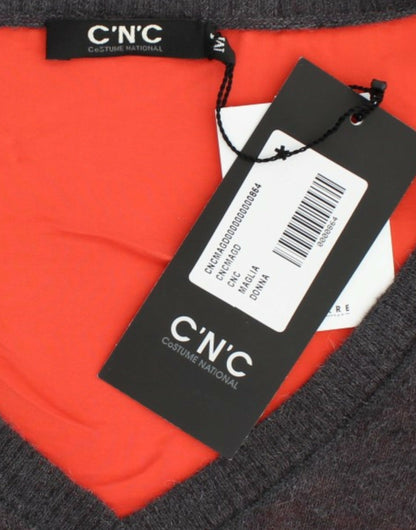Costume National Chic V-hals Alpaca Blend Kortærmet Sweater