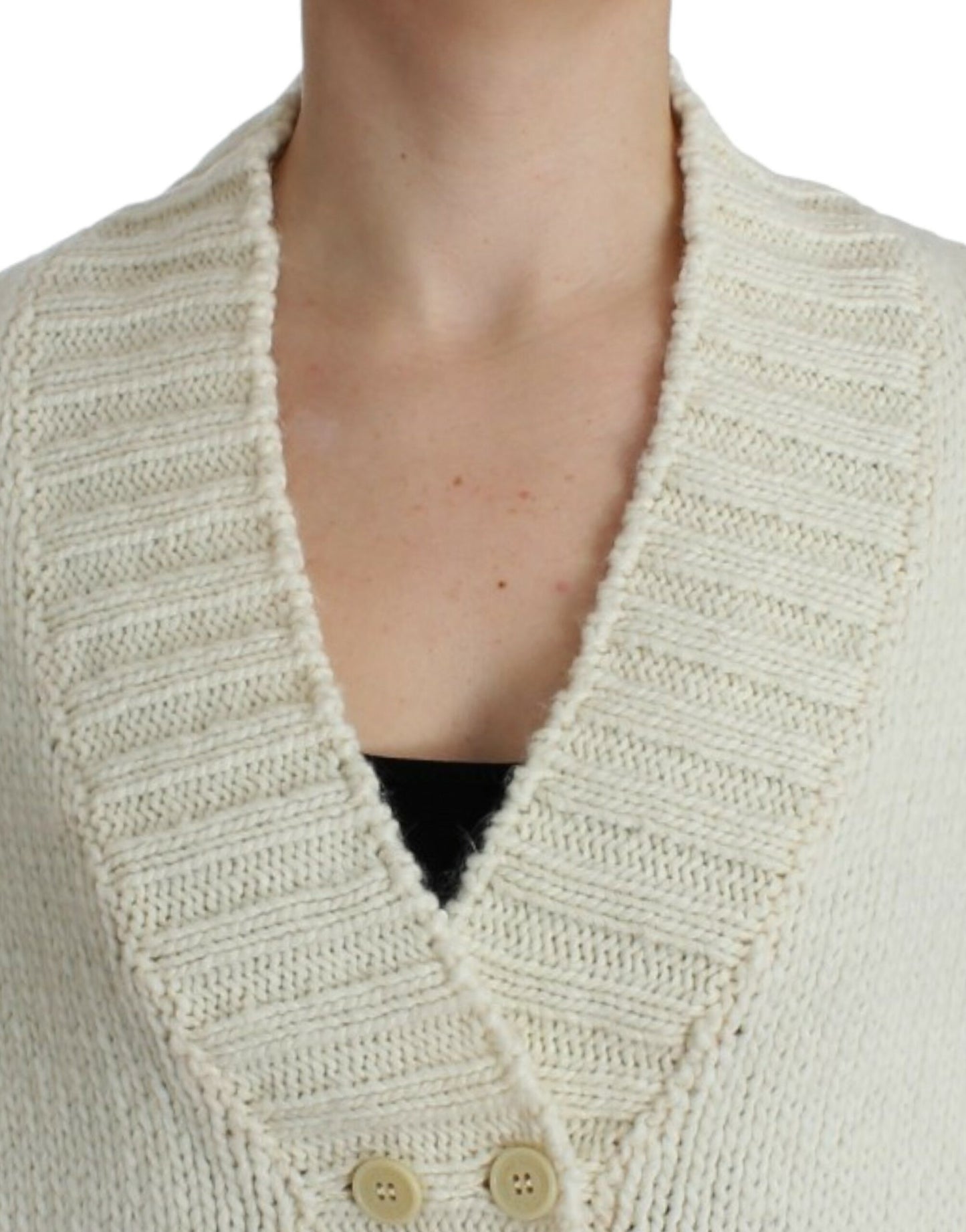 Kostume National Elegant White Knitted Cape-Cardigan Hybrid