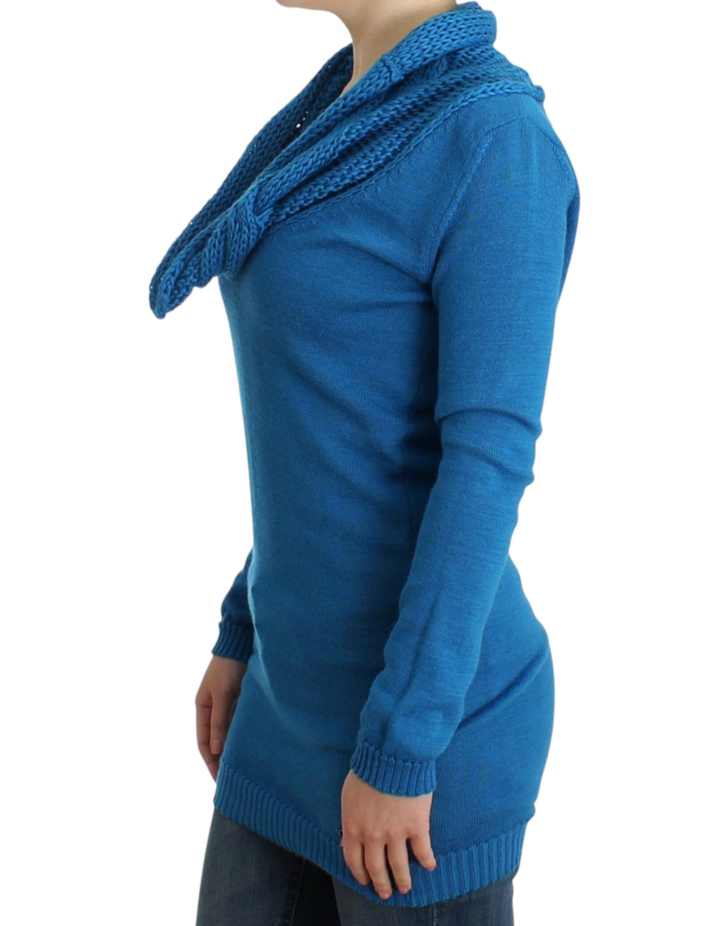 Kostume National Chic Blue Scoop Neck strik sweater