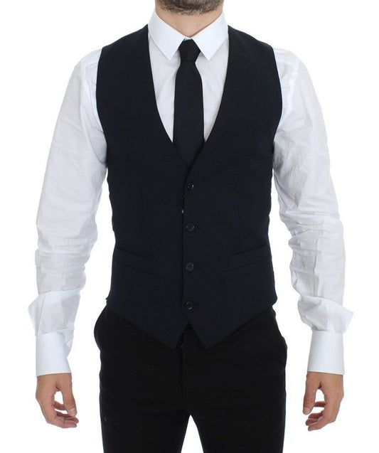 Dolce &amp; Gabbana Elegant Blue Wool Dress Vest