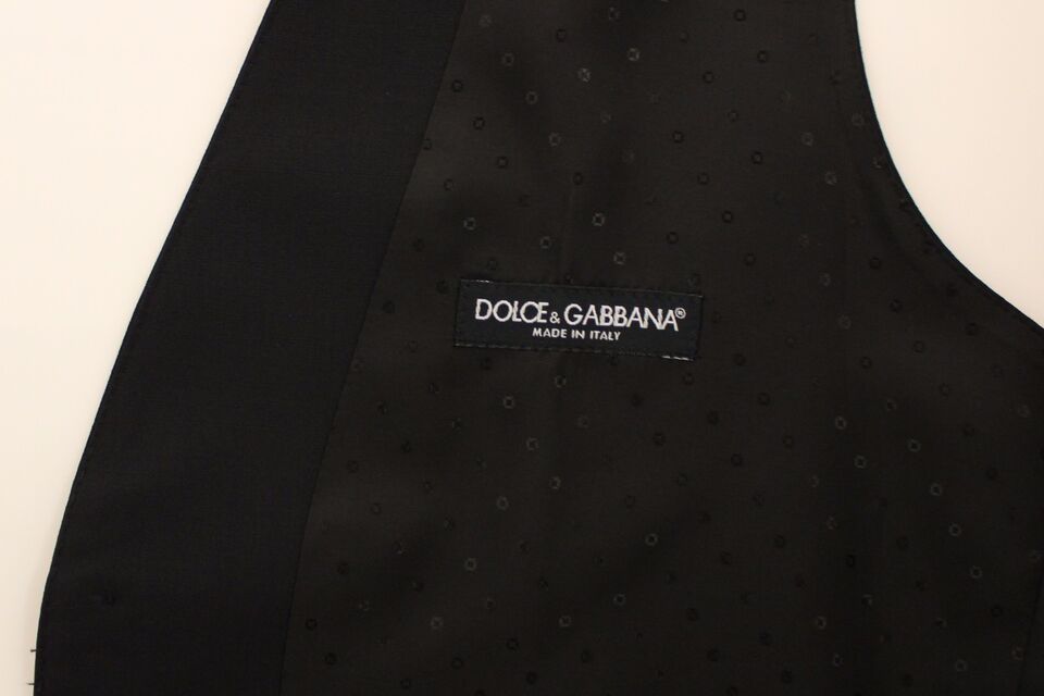 Dolce &amp; Gabbana Elegant Silke-Wool Sort Kjole Vest