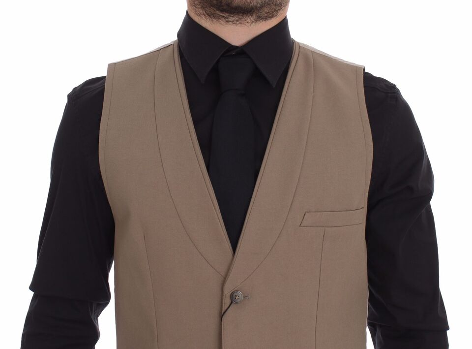 Dolce &amp; Gabbana Elegant beige bomuldskjolevest – Slim Fit