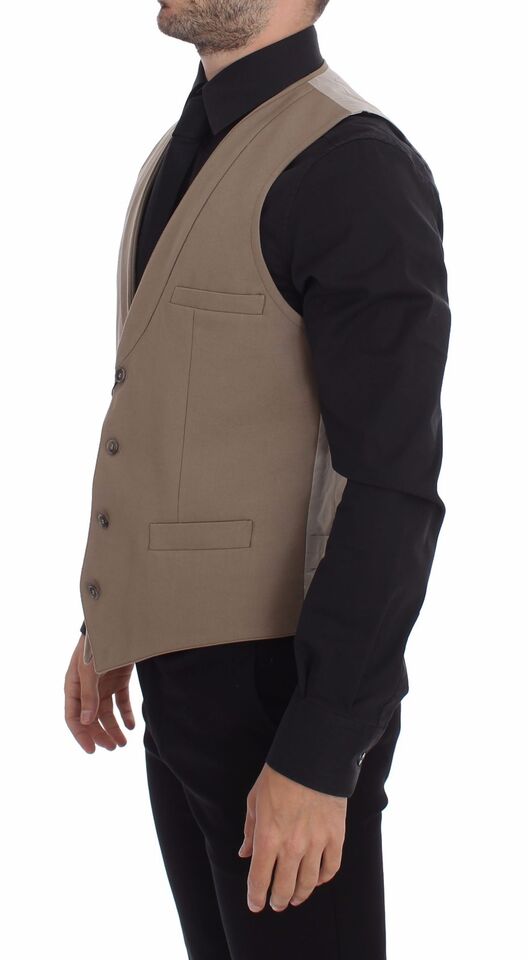 Dolce &amp; Gabbana Elegant beige bomuldskjolevest – Slim Fit