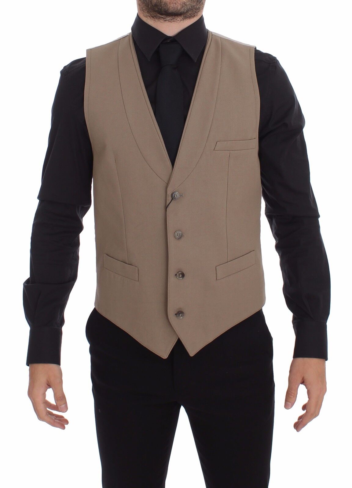 Dolce &amp; Gabbana Elegant beige bomuldskjolevest – Slim Fit