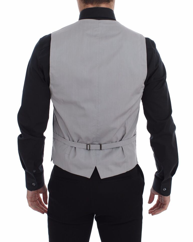 Dolce &amp; Gabbana Elegant Grey Slim Fit Dress Vest