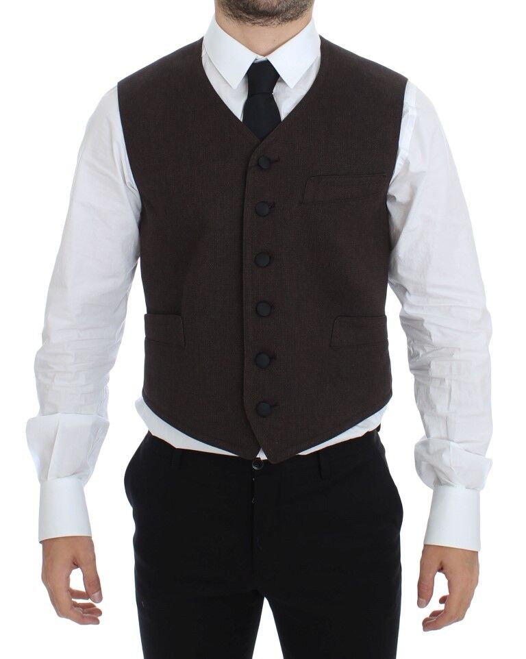 Dolce &amp; Gabbana elegant brun bomuldsblanding kjole vest