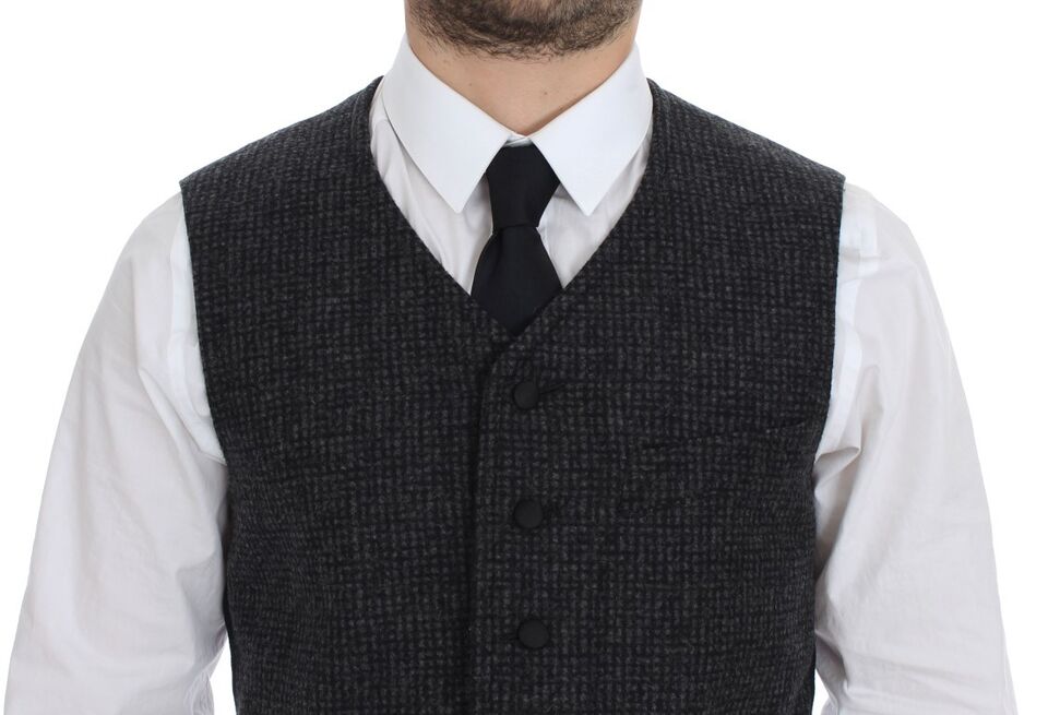 Dolce &amp; Gabbana Elegant Grey Wool Blend Dress Vest