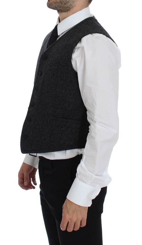 Dolce &amp; Gabbana Elegant Grey Wool Blend Dress Vest