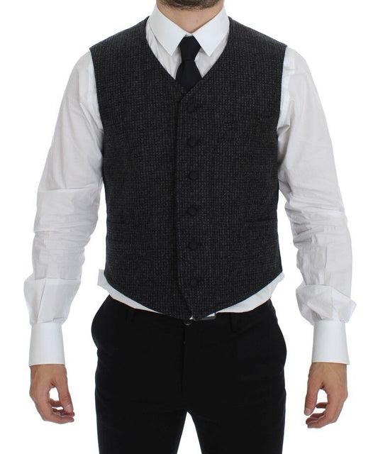 Dolce &amp; Gabbana Elegant Grey Wool Blend Dress Vest