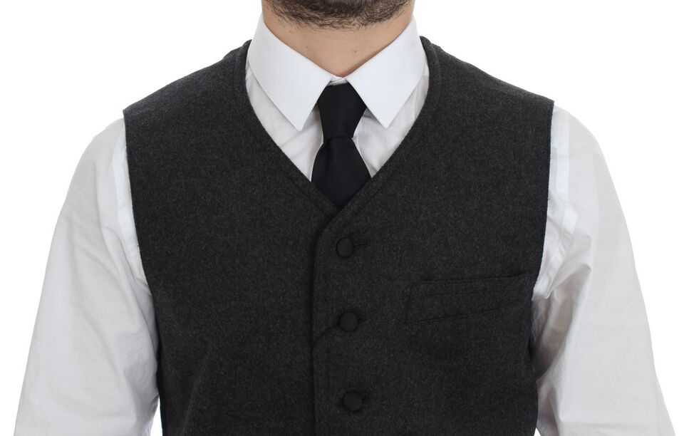 Dolce &amp; Gabbana Elegant Grey Wool Blend Dress Vest