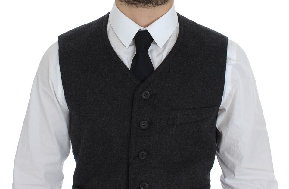 Dolce &amp; Gabbana Elegant Grey Wool Blend Dress Vest