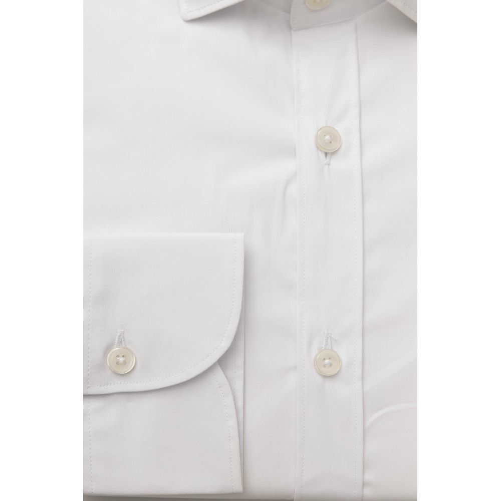 Bagutta White Cotton Men Shirt Slim Fit With French Collar