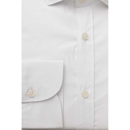 Bagutta White Cotton Men Shirt Slim Fit With French Collar