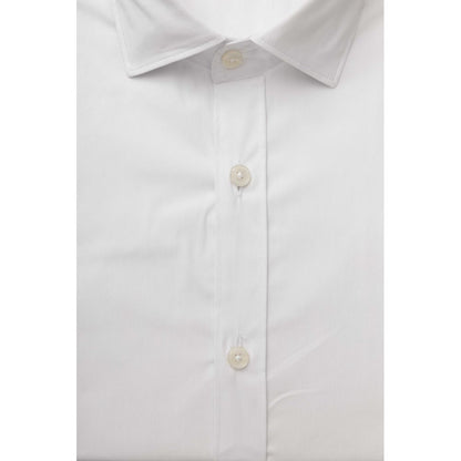 Bagutta White Cotton Men Shirt Slim Fit With French Collar