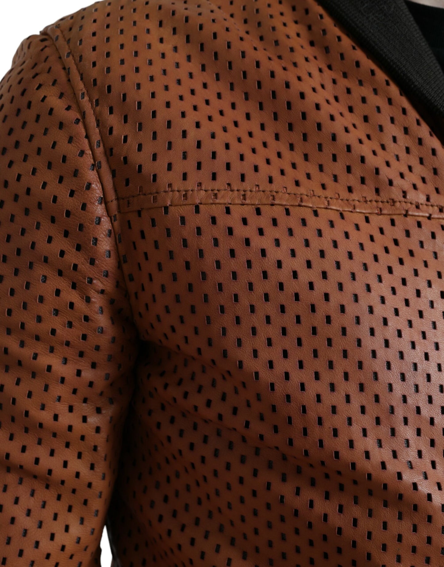 Dolce &amp; Gabbana Elegant Læder Perforeret Bomberjakke