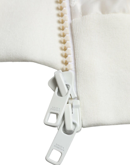 Dolce &amp; Gabbana Elegant Hvid Silke Bomberjakke