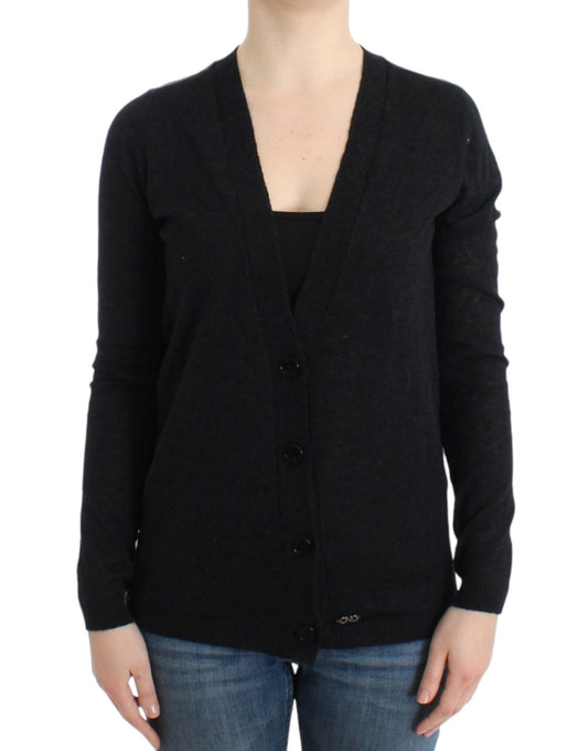 Costume National Elegant Dyb V-hals letvægts cardigan