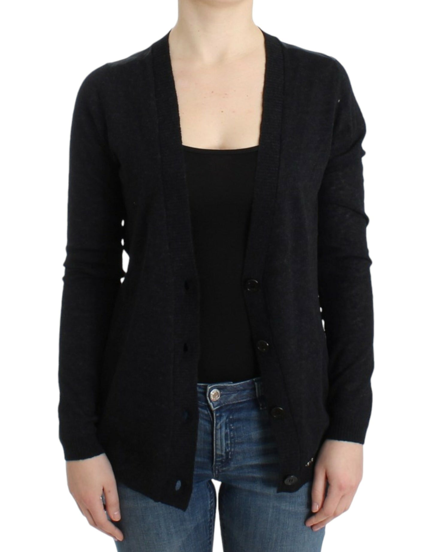 Costume National Elegant Dyb V-hals letvægts cardigan