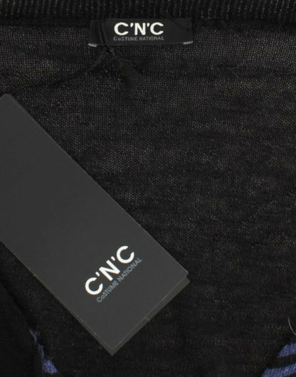 Costume National Chic Stribet V-hals Uldblandingstrøje