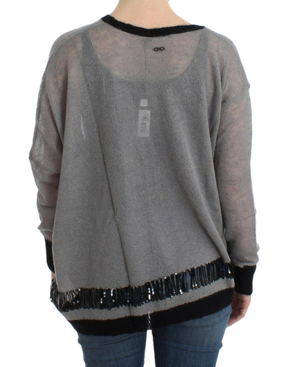 Costume National Chic Asymmetrisk Udsmykket Striktrøje