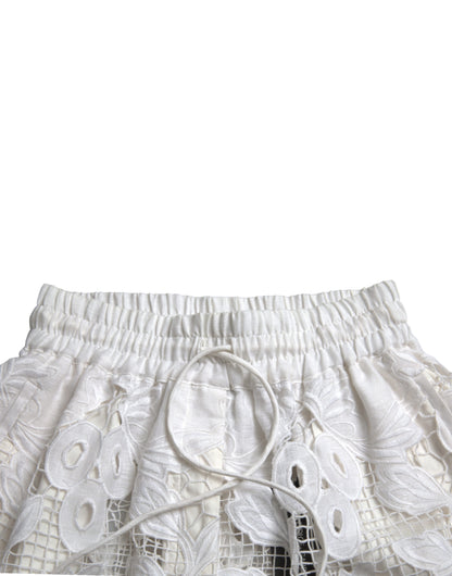 Dolce &amp; Gabbana Chic højtaljede blondeshorts i ren hvid