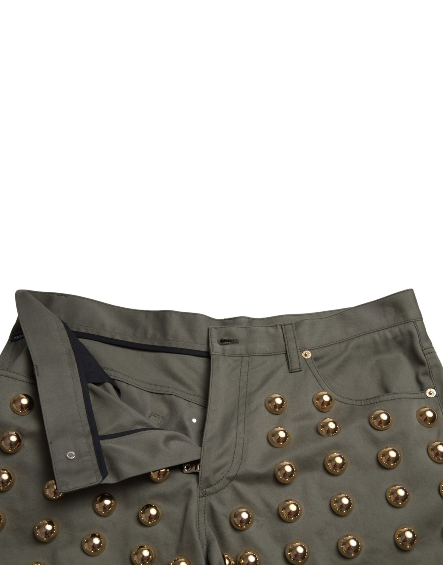 Dolce &amp; Gabbana Smaragdfarvede Shorts med Høj Talje og Udsmykning