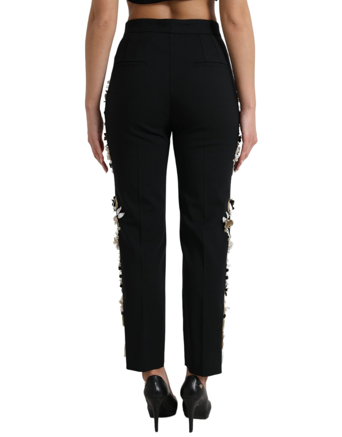 Dolce & Gabbana Elegant High Waist Floral Tapered Pants