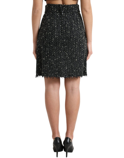 Dolce &amp; Gabbana Elegant Tweed Højtaljet Mini Nederdel