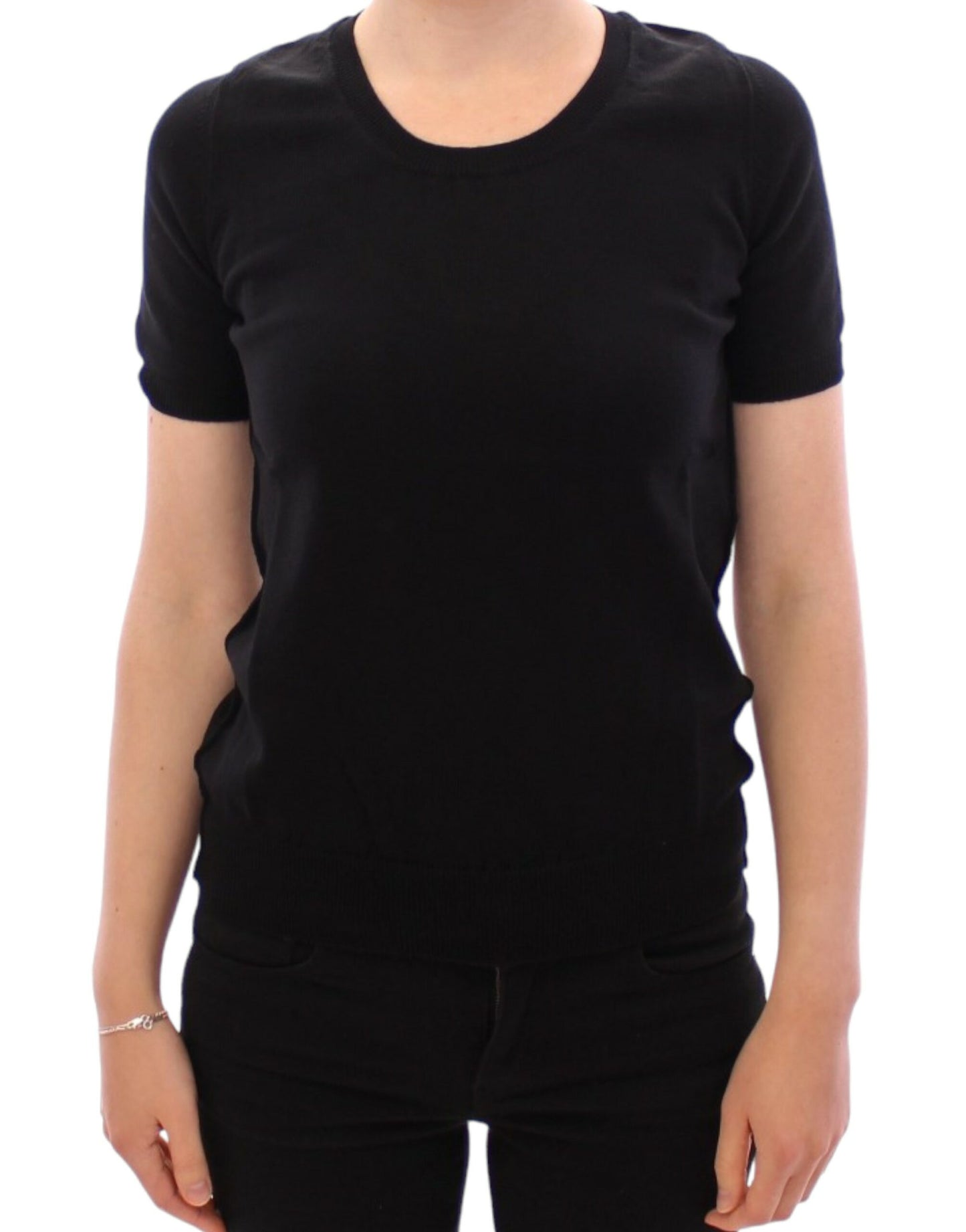 Dolce &amp; Gabbana Elegant sort bomuld T-shirt med rund hals