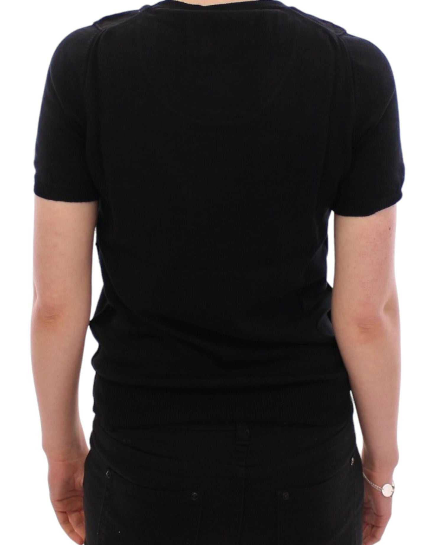 Dolce &amp; Gabbana Elegant sort bomuld T-shirt med rund hals