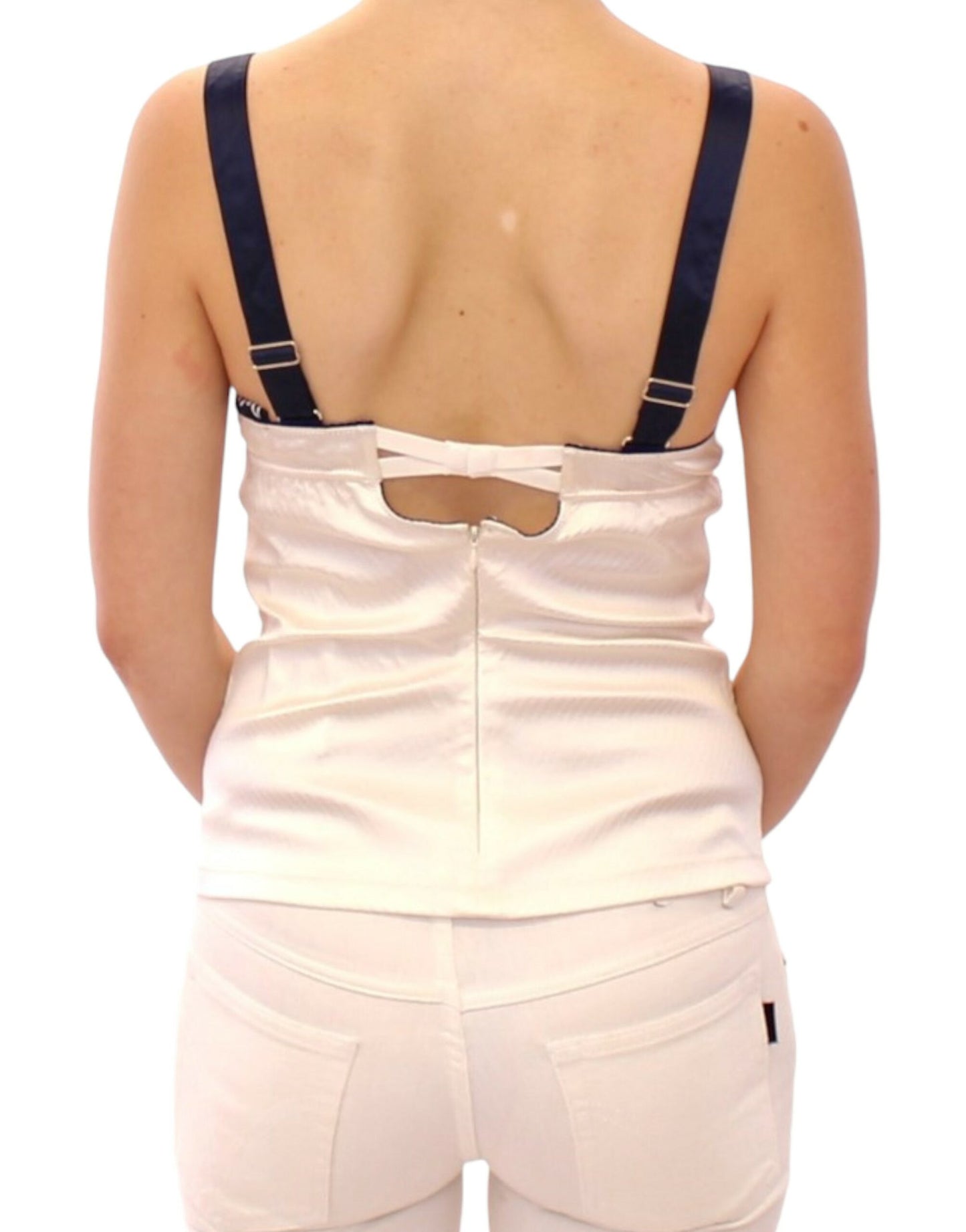 Dolce &amp; Gabbana White Sailor Motiv Stretch Tank Top