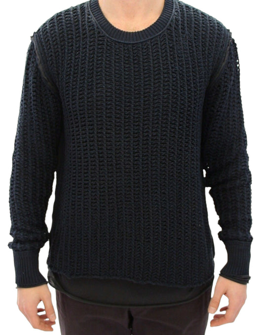 Dolce &amp; Gabbana elegant blå og sort lagdelt sweater