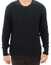 Dolce & Gabbana elegant blå og sort lagdelt sweater