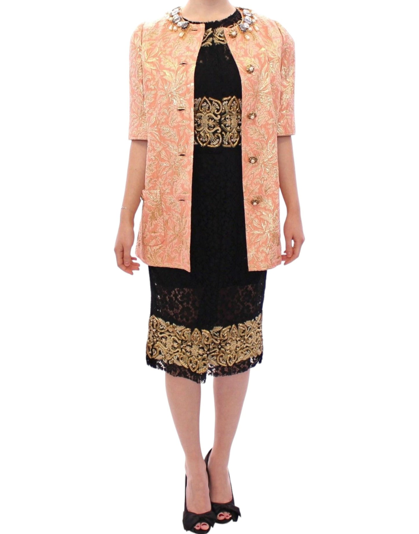 Dolce &amp; Gabbana Eksklusiv Crystal Brocade Coat Jacket