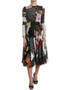 Dolce & Gabbana Elegant Patchwork Silk Midi A-Line Dress